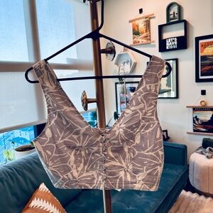 Madewell Blue & White Sleeveless Crop Tank Top